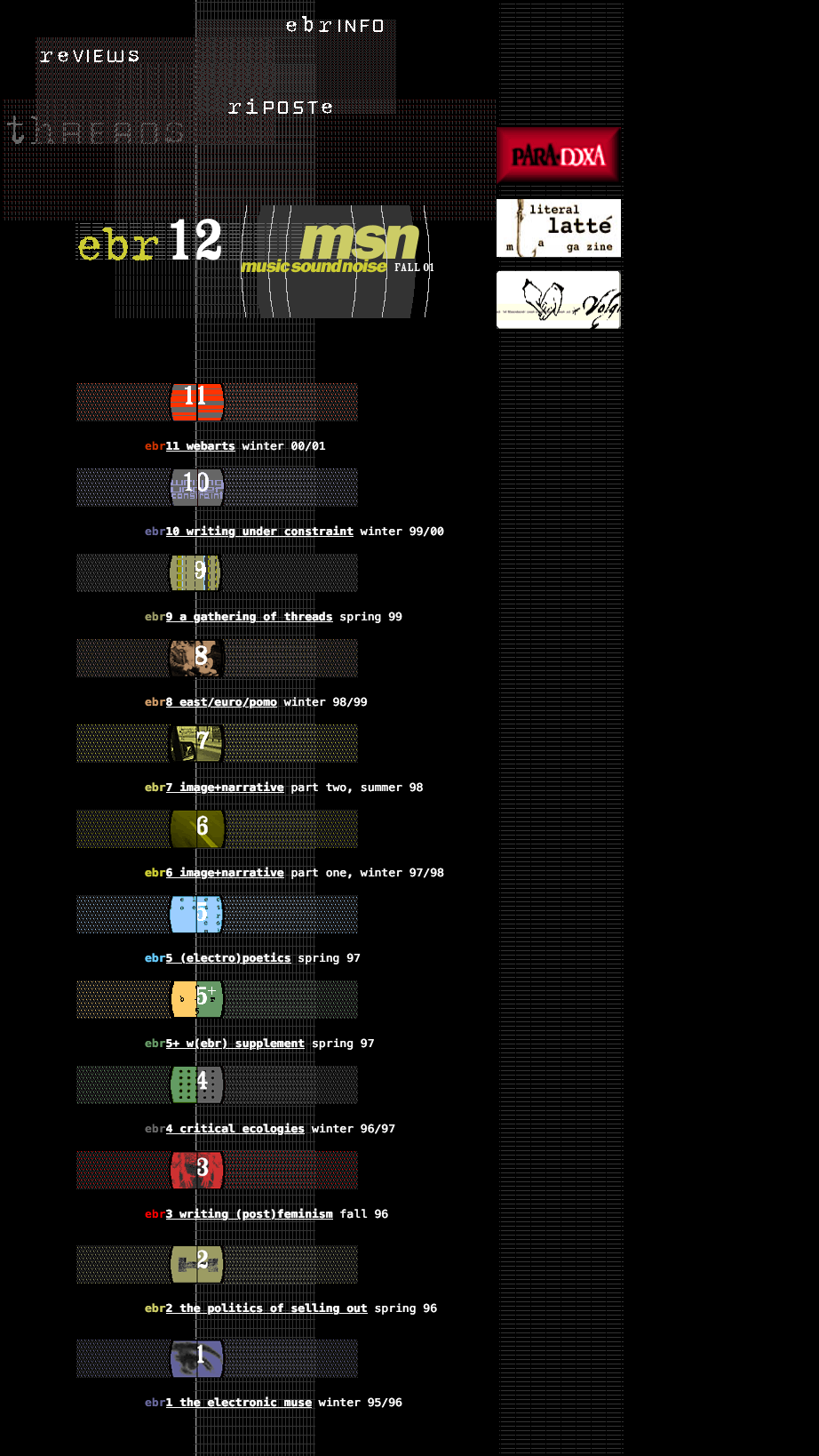 Early ebr: List of First 12 Issues